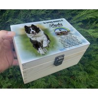 Kleine Urne Aus Holz Für Hundeasche, Erinnerungsbox, Personalisiertes Design Gedruckt von Familymemorials