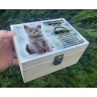 Kleine Urne Aus Holz Für Katzenverlust, Gedenkbox Holz, Personalisierte Haustier-Hommage, Jedes Design Gedruckt von Familymemorials