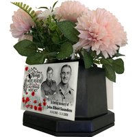 Personalisierter Blumentopf Grabmarkierer - Schwarze Blumenvase Personalisierte Gedenkfoto-Plakette Einzigartiger Friedhof Oder Garten Tribute von Familymemorials