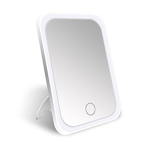 Famini Kosmetikspiegel mit LED Licht, Schminkspiegel mit Touchschalter, Beleuchtet mit Dimmbarer Helligkeit Tragbarer USB Wiederaufladbar von Famini