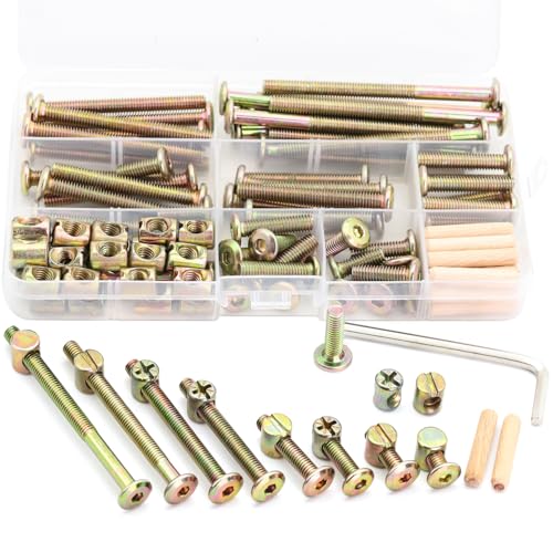FamlTol 54 Stück M6 Schrauben Set, Innensechskant Senkkopf Schrauben und Muttern, Möbelschraube Quermutter Schrauben für Möbel, Betten, Kinderbetten und Stühle von FamlTol