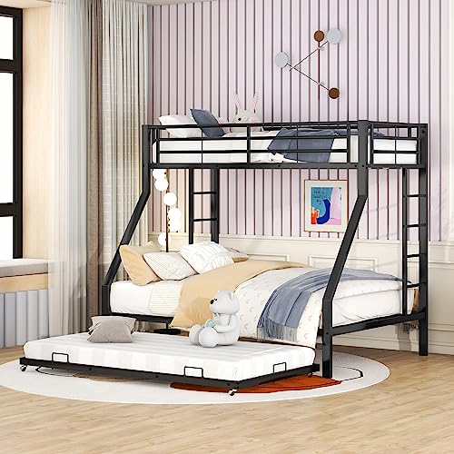 FammyLoft Etagenbett 90x200cm, 140x200cm, Etagenbett 3 Kinder mit Ausziehbarem Bett, Metall Hochbett Erwachsene mit Leiter auf Beiden Seiten, Ohne Matratze, Schwarz FammyLoft Etagenbett 90x200cm, 140x200cm, Etagenbett 3 Kinder mit Ausziehbarem Bett, Metall Hochbett Erwachsene mit Leiter auf Beiden Seiten, Ohne Matratze, Schwarz von FammyLoft