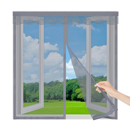 Fliegengitter Fenster Magnet,180x240cm Insektenschutz Fenster,Selbstklebendes Moskitonetz Fenster, Einfach zu Installierendes Magnet Fliegengitter, für Alle Fensterarten,Grau von Famoum