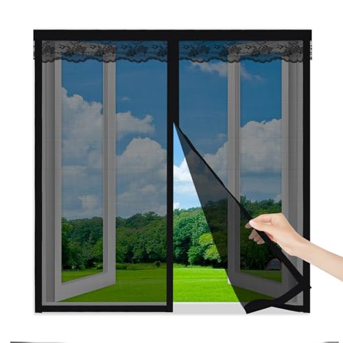 Fliegengitter Fenster Magnet,90x110cm Insektenschutz Fenster,Selbstklebendes Moskitonetz Fenster, Einfach zu Installierendes Magnet Fliegengitter, für Alle Fensterarten,Schwarz von Famoum