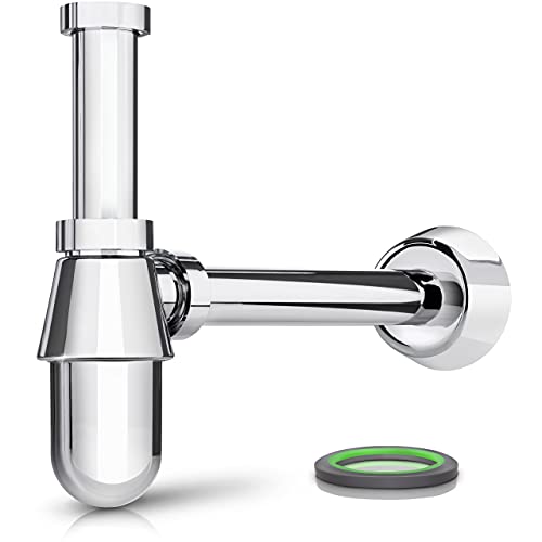 Siphonly Design Flaschensiphon für Waschtische | Exclusiver Geruchsverschluss für Ihr Waschbecken | 5/4"- 32 mm | ABS-Kunststoff verchromt mit extra langem Wandrohr 250 mm von Siphonly