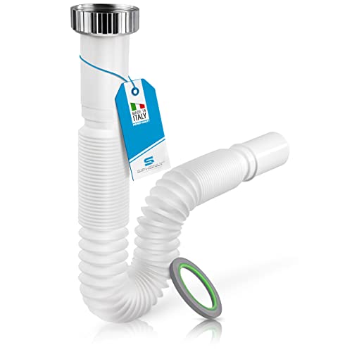 Siphonly Flexibler Ablaufschlauch fürs Waschbecken G 1 1/4" - Ø 32 mm - Röhrensiphon aus Kunststoff - Geruchsverschluss für Waschtische - Ausziehbar von 390-865 mm von BONOMINI