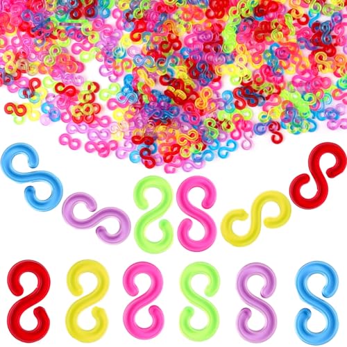 1500 Stück Gummiband-S-Clips, mehrfarbig, Loom-Band-Clips, Kunststoff-Band-Clips, Verbindungsstücke, Nachfüllpackungen für Webstuhl-Armbänder, Bastelarbeiten, Nachfüllset von Fampery