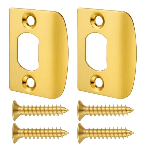 2 Stück Türschlagblech Universal, 5,4 x 4,8 cm Riegel-Schließblech mit Schrauben – verbesserte Sicherheit und Haltbarkeit, Verriegelungsführungsplatten, Eckriegelabdeckungen, Türverstärkungs-Set von Fampery