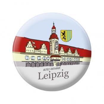Ansteckbutton mit Print - Leipzig altes Rathaus - 18047 - Gr. ca. 57mm von Fan-O-Menal