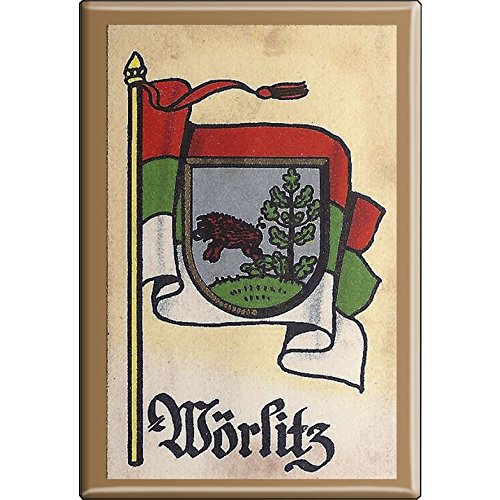 Kühlschrankmagnet - Wappen Wörlitz - Gr. ca. 8 x 5,5 cm - 37554 - Magnet Küchenmagnet von Fan-O-Menal