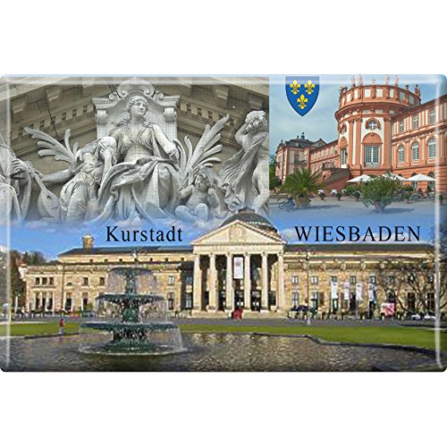 Magnet - Kurstadt Wiesbaden - Gr. ca. 8 x 5,5 cm - 38776 - Kühlschrankmagnet Küchenmagnet von Fan-O-Menal