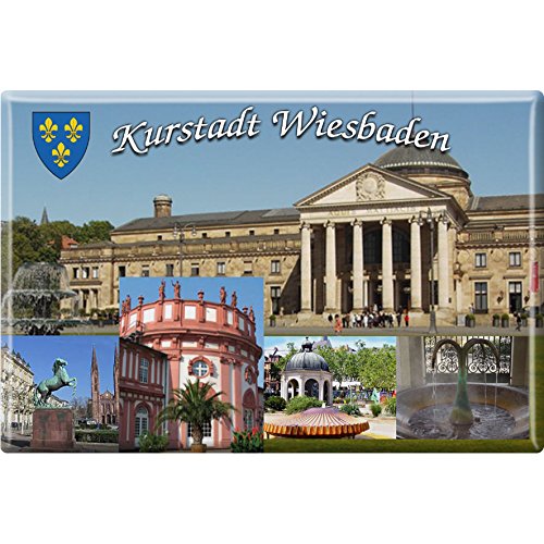 Magnet - Kurstadt Wiesbaden - Gr. ca. 8 x 5,5 cm - 38777 - Kühlschrankmagnet Küchenmagnet von Fan-O-Menal
