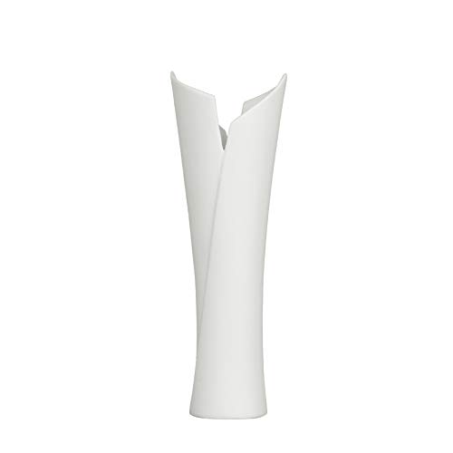 FanChose Weiße Keramikvase im Minimalistischen Stil Blumenkeramikvase Moderne Blumenvase Getrocknete Blume Desktop Dekorative Vase für das Home Office Wohnzimmer Schlafzimmer Dekor von FanChose