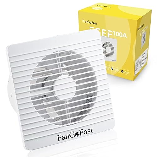 FanGoFast Badlüfter 100mm, Abluftventilator Leiser mit Rücklaufklappe, 12W Leistungsstarke Wandventilator Lüfter für Küche Bad Gewächshaus Garage von FanGoFast
