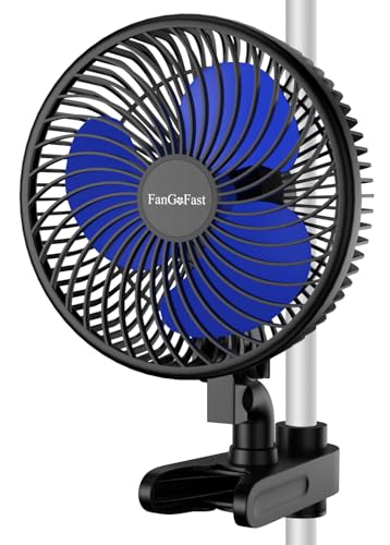 FanGoFast Grow Ventilator mit Clip, EC Motor Automatische Oszillation, 10-Geschwindigkeiten, Grow Ventilator Oszillierend Klemmbar für Growzelt (Blau Automatische) von FanGoFast