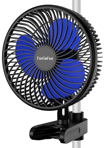 FanGoFast Grow Ventilator mit Clip, EC Motor Manuelle Oszillation, 10-Geschwindigkeiten, Grow Ventilator Oszillierend Klemmbar für Growzelt (Blau Manuelle) von FanGoFast