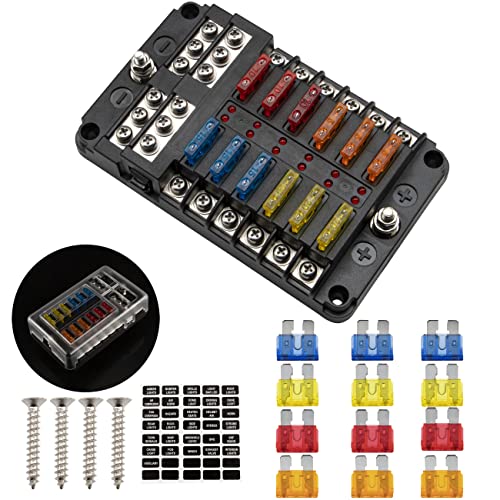 FanPaYY 12 Fach Sicherungshalter, 12V-32V Flachsicherung Sicherungskasten mit Anzeige negativen Schutzabdeckung Bus für KFZ Boot Wohnmobil Van SUV LKW FanPaYY 12 Fach Sicherungshalter, 12V-32V Flachsicherung Sicherungskasten mit Anzeige negativen Schutzabdeckung Bus für KFZ Boot Wohnmobil Van SUV LKW von FanPaYY