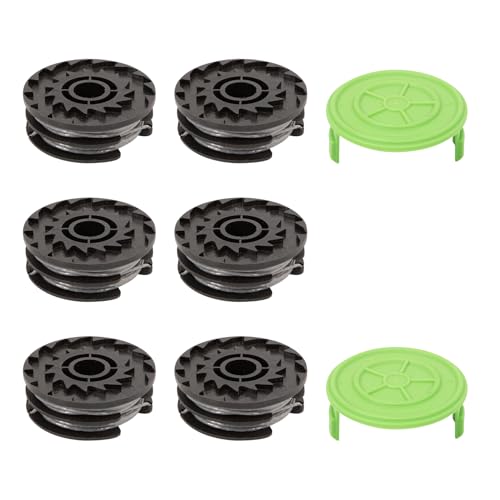 FanPaYY Rasentrimmer Doppel Fadenspule 29187 für Greenworks 40V Rasentrimmer G40LT G40LTK2x G40LTK2 2101507UA 2101507UC 2101507, fadenspule Länge 8,3 m Gewindedurchmesser 1,65 mm, 6 Spulen + 2 Kappe von FanPaYY