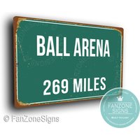 Ball Arena Distance Schild, Miles Schilder, Personalisiertes Ball Arena Heimat Der Colorado Avalanche, Eishockey Geschenke, Avalanche von FanZoneSigns