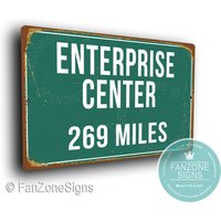 Enterprise Center Distance Schild, Miles Signs, Personalisiertes Enterprise Center Heimat Des St. Louis Blues, Hockeygeschenke, Blues von FanZoneSigns