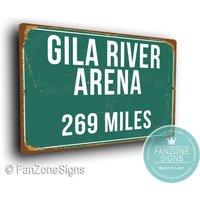 Gila River Arena Entfernungsschild, Miles Signs, Personalisiertes Gila River Arena Schild, Heimat Der Arizona Coyotes, Hockey Geschenke, Coyotes von FanZoneSigns