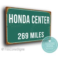 Honda Center Distance Schild, Miles Schilder, Personalisiertes Center Heim Der Anaheim Ducks, Eishockey Geschenke, Ducks von FanZoneSigns