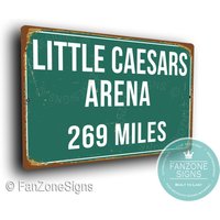 Little Caesars Arena Entfernungsschild, Miles Signs, Personalisiertes Schild Mit Der Aufschrift Little Wärees Arenas, Heimat Detroit Red Wings, Wings von FanZoneSigns