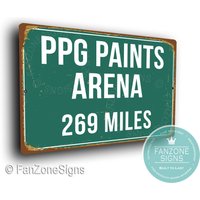 Ppg Paints Arena Distanz Schild, Miles Schilder, Personalisiertes Paints Heimat Der Pittsburgh Penguins, Penguins Hockey von FanZoneSigns
