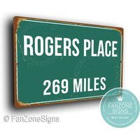 Rogers Place Distance Schild, Miles Schilder, Personalisiertes Rogers Place Haus Der Edmonton Oilers, Eishockey Geschenke, Oilers von FanZoneSigns