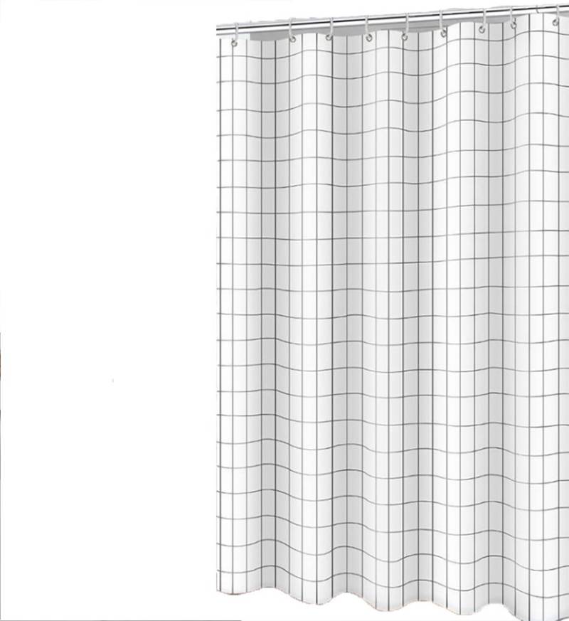Fanci Home Duschvorhang Kariert Polyester Anti-Schimmel Textil wasserdicht (Schimmelresistent Wasserabweisend), Anti-Bakteriell Waschbar inklusive Ringe Duschvorhanghaken von Fanci Home