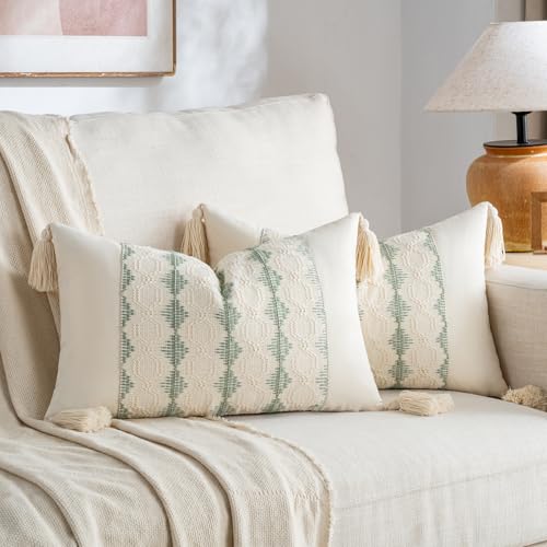 Fancy Homi Dekorative Kissenbezüge im Boho-Stil, für Wohnzimmer, Schlafzimmer, Couch, Bett, Stuhl, rustikaler Retro-Kissenbezug mit Quasten, Bohemian-Stil, Bauernhaus-Zimmer, Heimdekoration Fancy Homi Dekorative Kissenbezüge im Boho-Stil, für Wohnzimmer, Schlafzimmer, Couch, Bett, Stuhl, rustikaler Retro-Kissenbezug mit Quasten, Bohemian-Stil, Bauernhaus-Zimmer, Heimdekoration von Fancy Homi