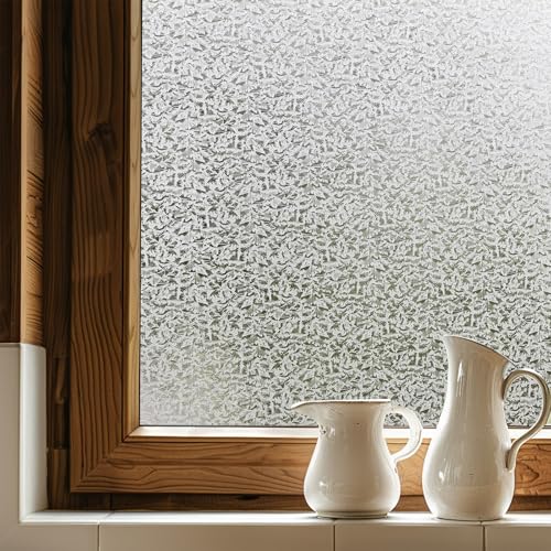 Blickdicht Fensterfolie Statisch Haftend Sichtschutzfolie Selbstklebend Klebefolie Fenster Folie Dekofolie für Bad Küche Anti-UV farbig,Meereswelle44X200cm von Fancyclings