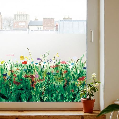 Fensterfolie Blickdicht Selbsthaftend,Sichtschutzfolie Fenster Innen Statische Fensterfolie ohne Kleber,Fenster Folie Blickschutz für Bad Kinderzimmer,Colorful Flower Field 44X200CM Fensterfolie Blickdicht Selbsthaftend,Sichtschutzfolie Fenster Innen Statische Fensterfolie ohne Kleber,Fenster Folie Blickschutz für Bad Kinderzimmer,Colorful Flower Field 44X200CM von Fancyclings