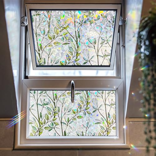 Fensterfolie - Selbstklebend Statische Folie, fensterfolie Blickdicht Bunt Blickdichte Sichtschutzfolie für Badezimmer, Haustür, Haus, Sonnenschutz, Wärmeschutz, Grün 44x200CM von Fancyclings