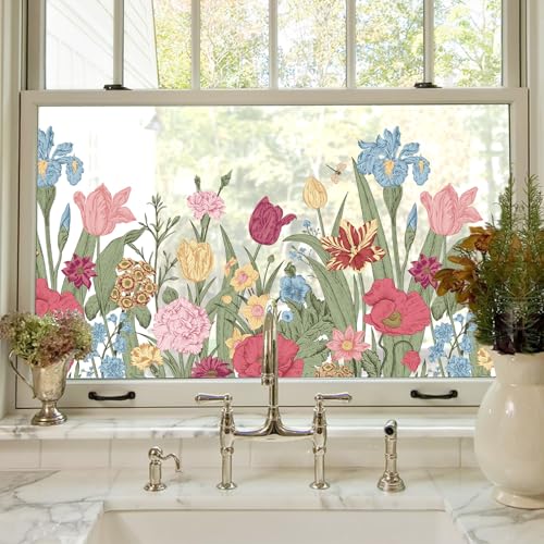 Fensterfolie selbstklebend 3D Buntglas-Fensterfolie Fenster-Sichtschutzfolie für Badezimmer, Haustür, Haus, Sonnenschutz, Wärmeschutz, Der Rhythmus der Blumen, 44X200CM Fensterfolie selbstklebend 3D Buntglas-Fensterfolie Fenster-Sichtschutzfolie für Badezimmer, Haustür, Haus, Sonnenschutz, Wärmeschutz, Der Rhythmus der Blumen, 44X200CM von Fancyclings