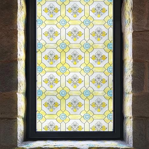 Fensterfolie selbstklebend 3D Buntglas-Fensterfolie Fenster-Sichtschutzfolie für Badezimmer,Gilded Glass Flower 60X90CM Fensterfolie selbstklebend 3D Buntglas-Fensterfolie Fenster-Sichtschutzfolie für Badezimmer,Gilded Glass Flower 60X90CM von Fancyclings