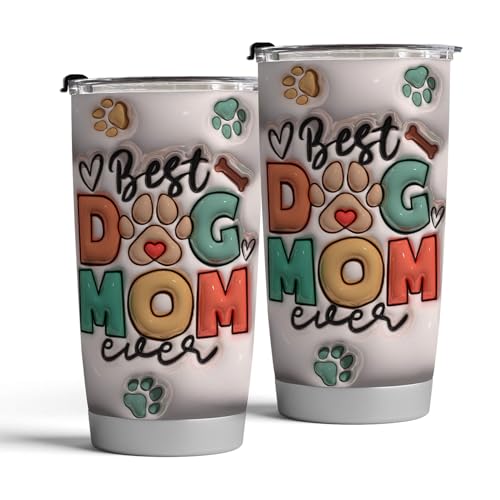 Fancyfams Best Dog Mom Tumbler, 590 ml, Thermoisolierter Kaffeebecher, Geschenk für Frauen, Hundemutter, Tasse für Frauen, Hundemutter, Becher für Frauen, (Best Dog Mom – 590 ml) von Fancyfams
