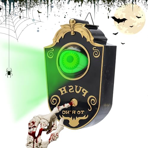 Fancysky Halloween Türklingel, Spooky Animierte Deko, Halloween Sensor, Gruselige Türklingel, Animierter Augapfel mit Spooky Sounds (Schwarz) (Schwarz) von Fancysky