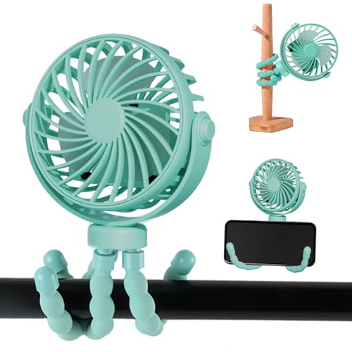 Fancysky USB Tragbarer Kinderwagen-Ventilatoren,Flexibler Stativlüfter,Ventilator für Kinderwagen mit Verstellbares Stativ mit 3 Geschwindigkeiten/ 360°Drehung(Blau) von Fancysky