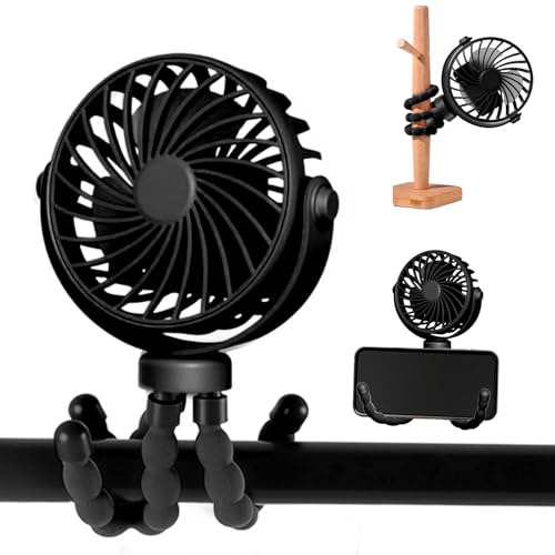 Fancysky USB Tragbarer Kinderwagen-Ventilatoren,Flexibler Stativlüfter,Ventilator für Kinderwagen mit Verstellbares Stativ mit 3 Geschwindigkeiten/ 360°Drehung(Schwarz) von Fancysky