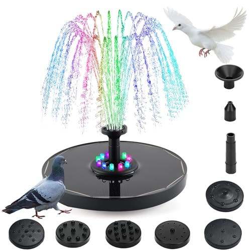 Solar Fountain, Fancysky Springbrunnen Solar with 8 Nozzles, 16cm Solarbrunnen für Draussen, Solar Fountain for Outdoors for Pond, Pool, Patio, Garden (B) von Fancysky