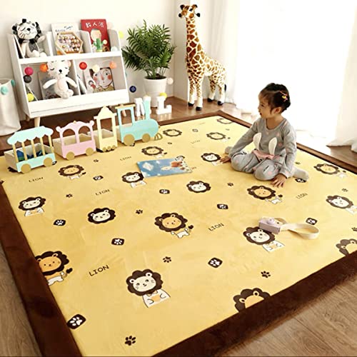 Baby Spielmatte Kinderteppich Krabbeldecke 2,5 cm Extra Dick und Soft Krabbelmatte Kinder Matte Tier Motiv Gelb, Grösse: 150x200 cm von Fancytan