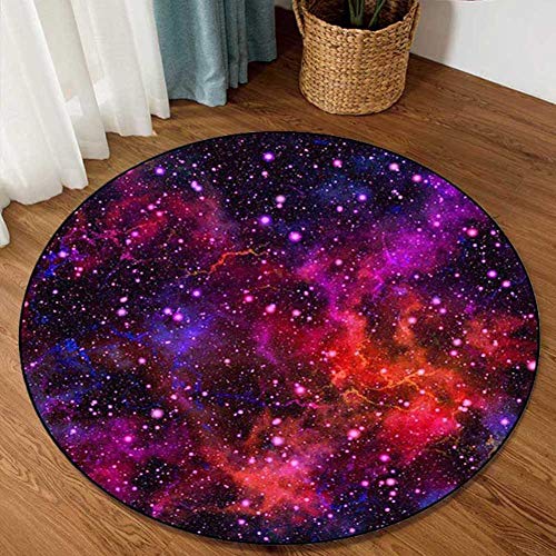 Fancytan Galaxis Rund Teppiche, Universum, Weltall, Nebelsterne, Star Teppich, große Bodenmatte für Wohnzimmer, Arbeitszimmer, Kinderzimmer, Red Starry, 150 cm Rund von Fancytan