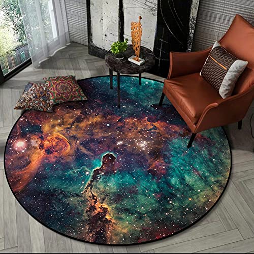 Fancytan Galaxis Rund Teppiche, Universum, Weltall, Nebelsterne, Star Teppich, große Bodenmatte für Wohnzimmer, Arbeitszimmer, Kinderzimmer, Universe, 120 cm Rund von Fancytan