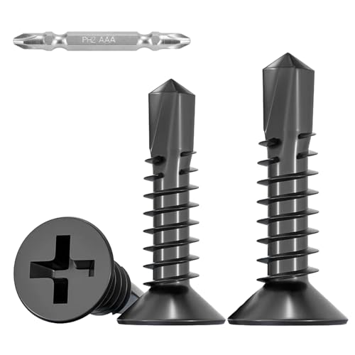 FandWay 100 Stück Flachkopf Selbstbohrende Schrauben,Edelstahl 410 Schwarz,M4.2x19mm Senkkopf Selbstbohrschrauben, Blechschrauben Holzschrauben Kreuzschrauben Sortiment mit 1 Stück Bits. FandWay 100 Stück Flachkopf Selbstbohrende Schrauben,Edelstahl 410 Schwarz,M4.2x19mm Senkkopf Selbstbohrschrauben, Blechschrauben Holzschrauben Kreuzschrauben Sortiment mit 1 Stück Bits. von FandWay