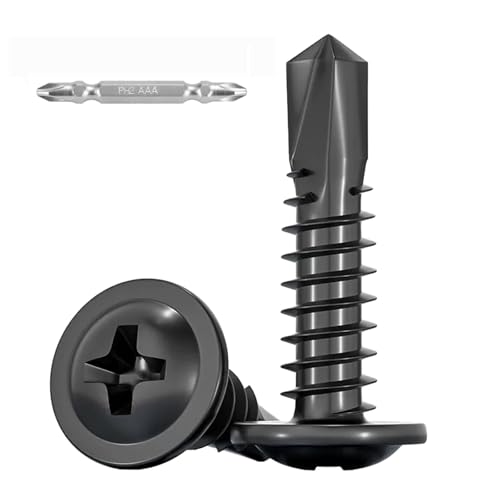 FandWay 100 Stück Rundkopf Selbstbohrende Schrauben Schwarz M4,2x19mm Edelstahl 410 Blechschrauben Selbstbohrschrauben Bohrschrauben Kreuzschrauben Holzschrauben für Stahl mit 1 Bits & Box. FandWay 100 Stück Rundkopf Selbstbohrende Schrauben Schwarz M4,2x19mm Edelstahl 410 Blechschrauben Selbstbohrschrauben Bohrschrauben Kreuzschrauben Holzschrauben für Stahl mit 1 Bits & Box. von FandWay