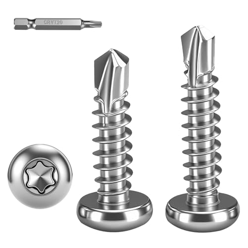 FandWay 100 Stück Torx-Blechschrauben für Stahl, M4,2 x 32 mm, selbstbohrende Schrauben für Metall, Rundkopf-Tek-Schraube, 410 Edelstahl-Blechschraube, Torx-Antrieb für Aluminium, Metallarbeiten, Holz FandWay 100 Stück Torx-Blechschrauben für Stahl, M4,2 x 32 mm, selbstbohrende Schrauben für Metall, Rundkopf-Tek-Schraube, 410 Edelstahl-Blechschraube, Torx-Antrieb für Aluminium, Metallarbeiten, Holz von FandWay