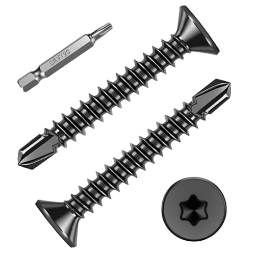 FandWay 100 Stück Torx Bohrschrauben,Senkkopf Selbstbohrende Schrauben,M4,2x25mm Flachkopf Selbstbohrschrauben,Edelstahl 410 Schwarz Blechschrauben Metalldachschrauben Sortiment mit 1 TX20 Bits. FandWay 100 Stück Torx Bohrschrauben,Senkkopf Selbstbohrende Schrauben,M4,2x25mm Flachkopf Selbstbohrschrauben,Edelstahl 410 Schwarz Blechschrauben Metalldachschrauben Sortiment mit 1 TX20 Bits. von FandWay