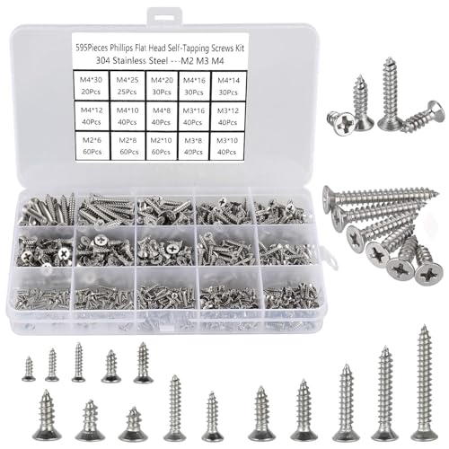FandWay 595 Stück M2 M3 M4 Kreuzschlitz Flachkopf-Blechschrauben 304 Edelstahl Senkkopf-Blechschrauben Holzschrauben Sortiment mit Aufbewahrungsbox. FandWay 595 Stück M2 M3 M4 Kreuzschlitz Flachkopf-Blechschrauben 304 Edelstahl Senkkopf-Blechschrauben Holzschrauben Sortiment mit Aufbewahrungsbox. von FandWay