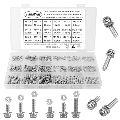 FandWay 600 Stück M2 M2.5 M3 M4 M5 Schrauben Set,Linsenkopfschrauben Gewindeschrauben,Edelstahl 304 Maschinenschrauben Muttern und Unterlegscheiben Sortiment Kit. FandWay 600 Stück M2 M2.5 M3 M4 M5 Schrauben Set,Linsenkopfschrauben Gewindeschrauben,Edelstahl 304 Maschinenschrauben Muttern und Unterlegscheiben Sortiment Kit. von FandWay